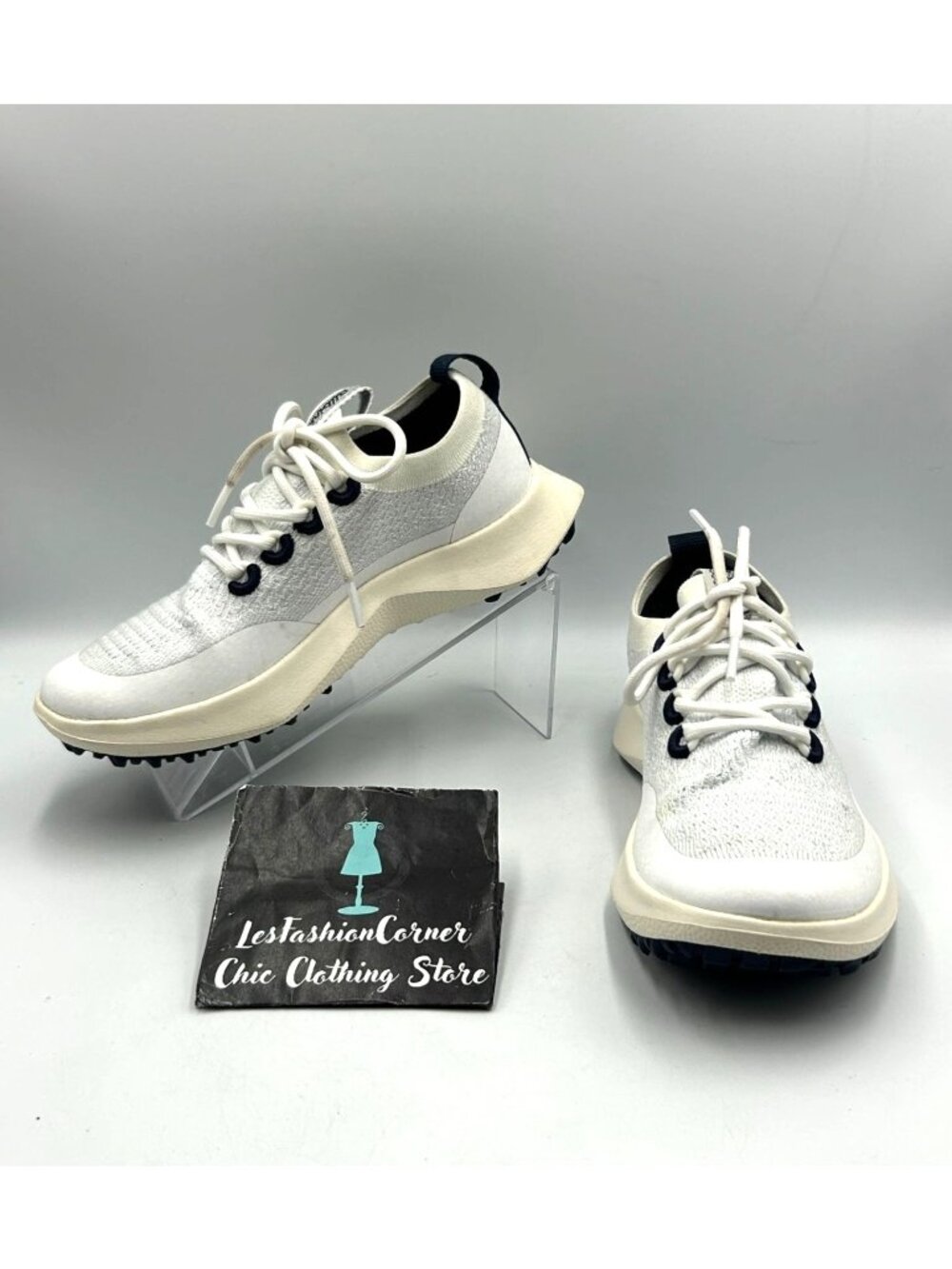 Allbirds Women's White Navy Mesh Tree Dasher 2 Utility Running Shoes Sz 7.5 3501